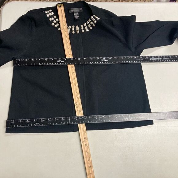 CABLE & GAUGE Women’s Black Beaded Shrug Cardigan Sweater Size XL - Picture 4 of 9